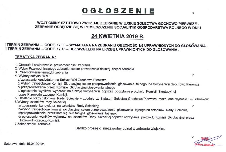 zebranie wiejskie grochowo