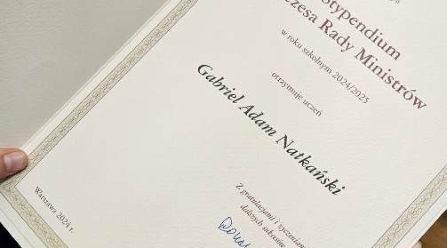 Uczeń Liceum w Nowym Dworze Gdańskim Stypendystą Prezesa Rady Ministrów3