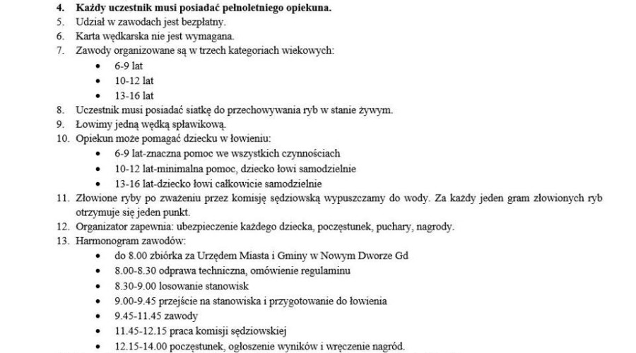 zawody wędkarskie dla dzieci