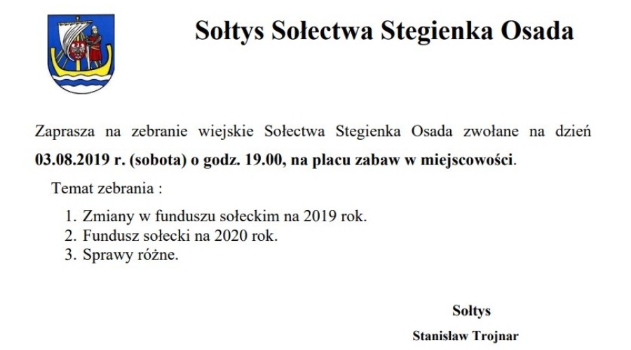 zebranie stegienka osada