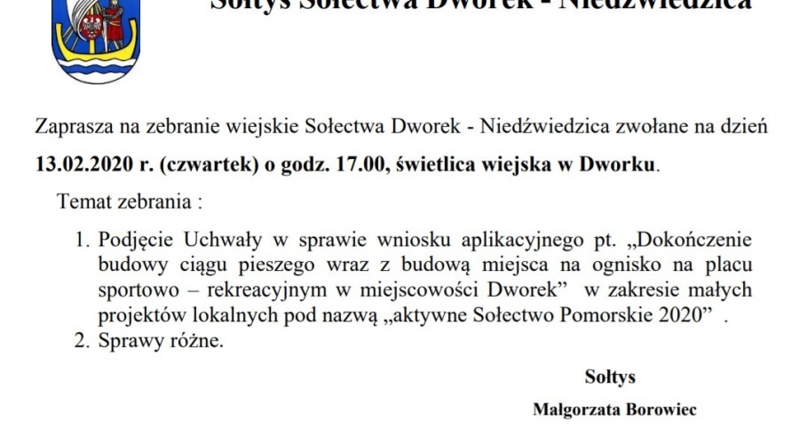 sołectwo dworek zebranie