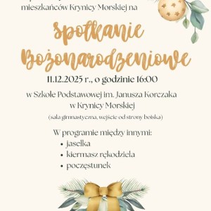 Krynica Morska. Zaproszenie mieszkańców na spotkanie bożonarodzeniowe 