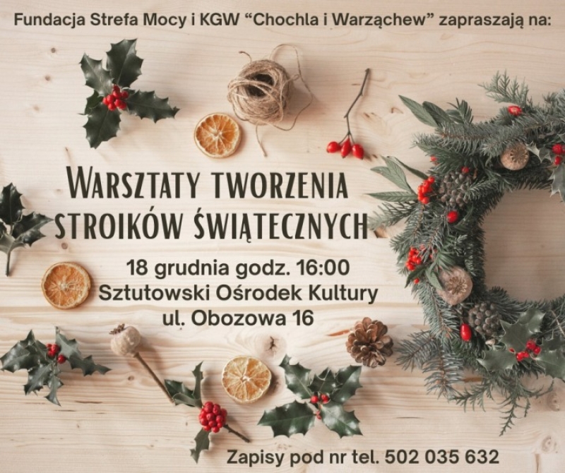 Sztutowo. Warsztaty tworzenia stroików świątecznych.