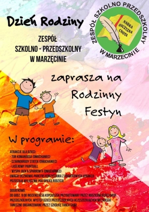 Zespół Szkolno - Przedszkolny w Marzęcinie zaprasza na Dzień Rodziny i VIII Bieg Kwietny.