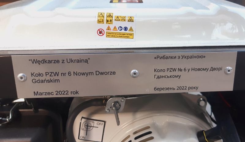 Nowodworscy wędkarze za zebrane podczas zawodów środki zakupili agregat dla Ukrainy.