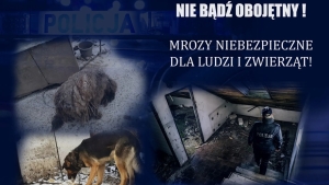 Policjanci apelują- mrozy są niebezpieczne dla ludzi i zwierząt