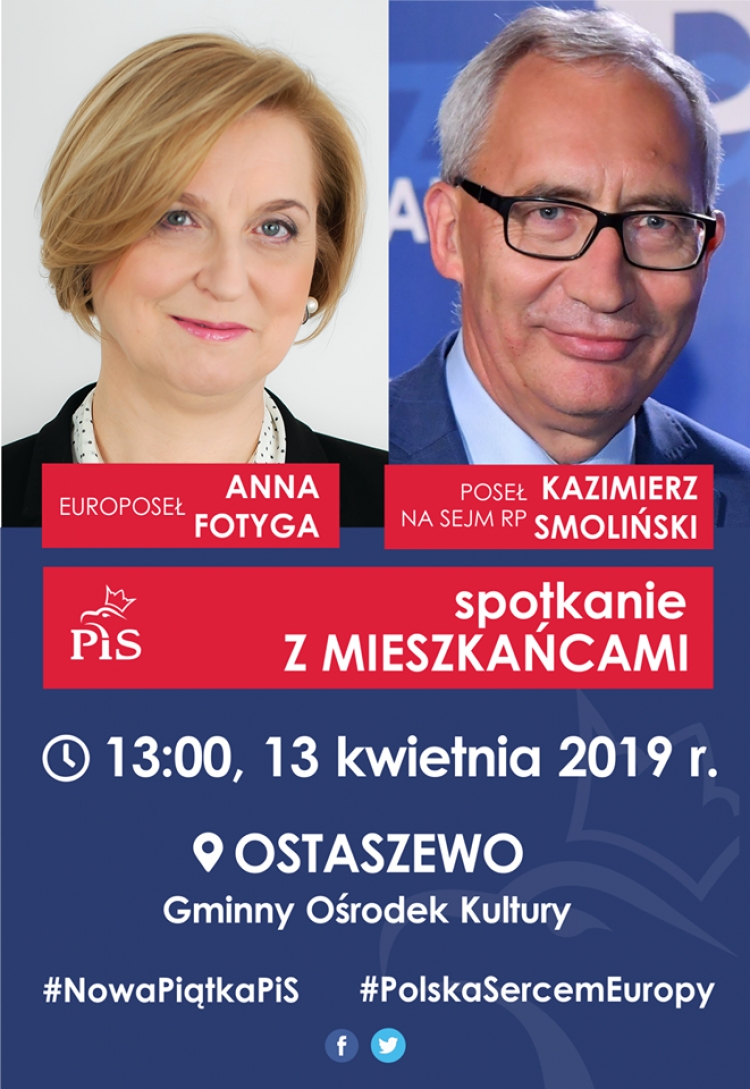 Ostaszewo. Anna Fotyga i Kazimierz Smoliński spotkają się z mieszkańcami.