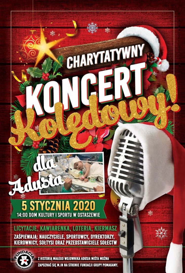 Ostaszewo. Charytatywny koncert kolędowy dla Adusia w niedzielę.