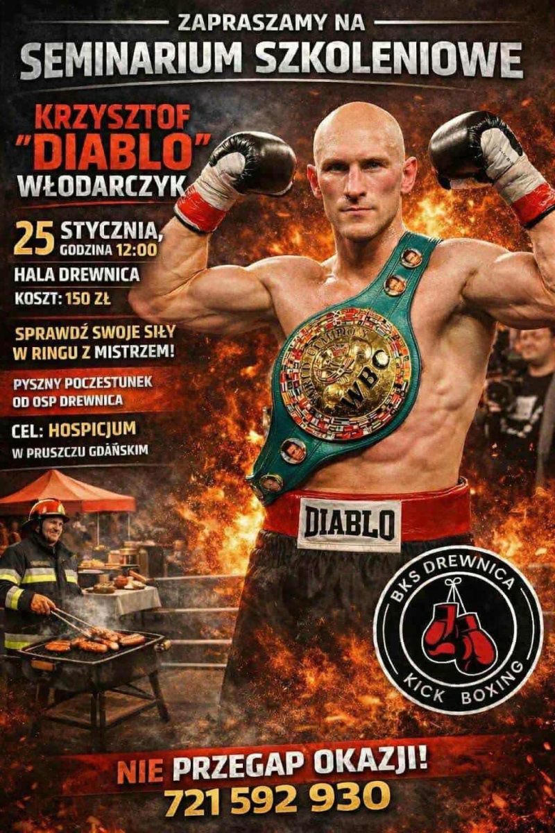 Seminarium z Krzysztofem „Diablo” Włodarczykiem w Drewnicy. Sportowa akcja na rzecz hospicjum