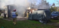 Pożar warsztatu samochodowego w Piaskowcu.