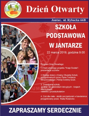 Szkoła Podstawowa w Jantarze zaprasza na dzień otwarty.