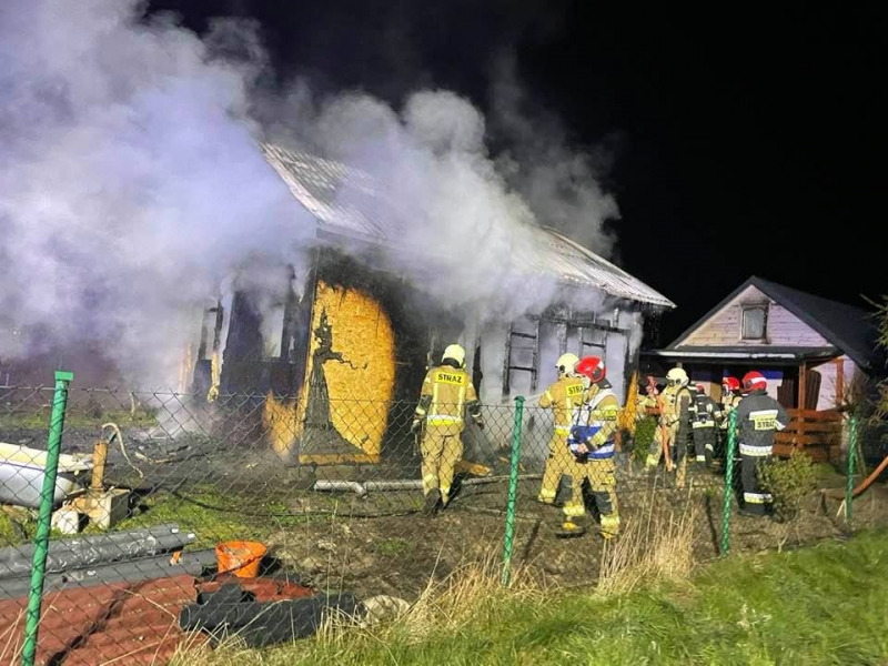 Pożar domu letniskowego w Stegnie.