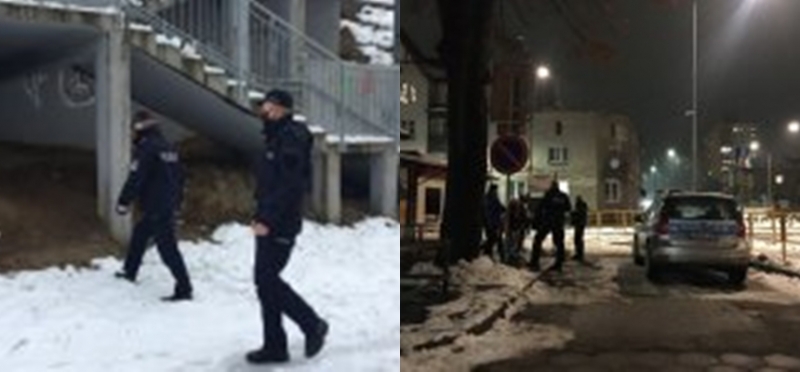 Policjanci dbają o bezpieczeństwo na miejskim targowisku.