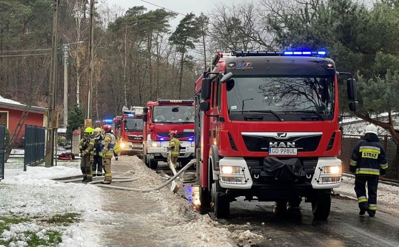 Pożar w garażu podziemnym ośrodka turystycznego w Jantarze oraz ćwiczenia plutonu WOO „Wichura NDG”