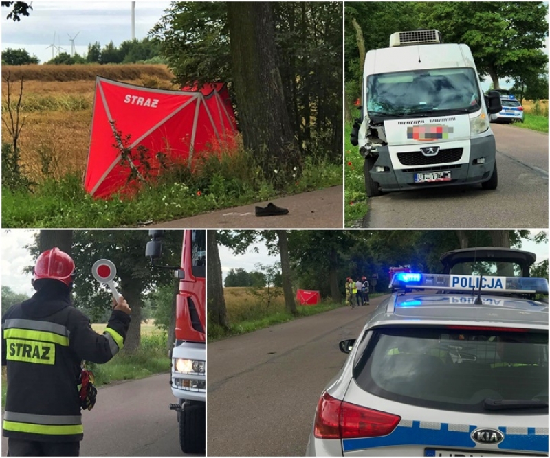 Śmiertelny wypadek w Lubieszewie. Samochód dostawczy potrącił rowerzystę.