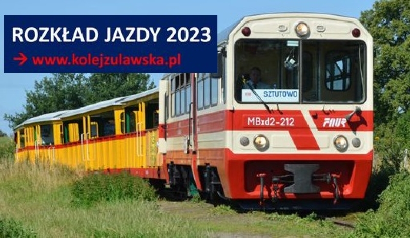 Żuławska Kolej Dojazdowa. Szczegółowy rozkład jazdy pociągów na 2023 rok