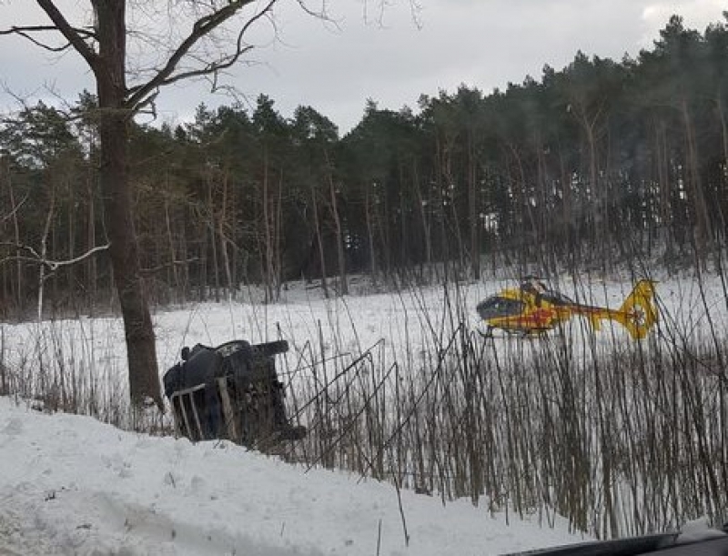 Krynica Morska - Piaski. Auto wypadło z drogi. Kierowca i pasażerowie trafili do szpitala.