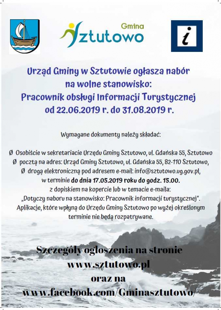 Sztutowo. Praca dla pracownika informacji turystycznej.