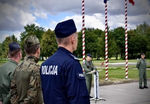 Uroczystośc pożegnania włoskich sił powietrznych w 22 Bazie Lotnictwa Taktycznego w Malborku.