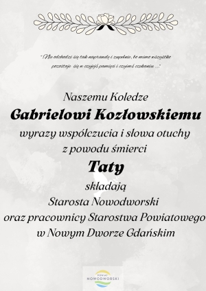 Powiat Nowodworski. Hołd dla Zmarłego – wyrazy współczucia